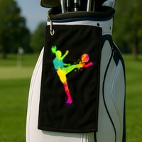 Cool Colorful Soccer Girl Soccer Player Golf Towel