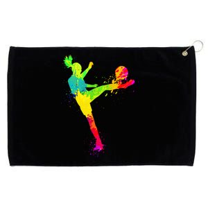 Cool Colorful Soccer Girl Soccer Player Grommeted Golf Towel