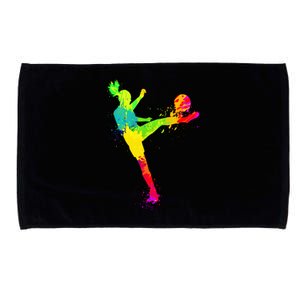 Cool Colorful Soccer Girl Soccer Player Microfiber Hand Towel