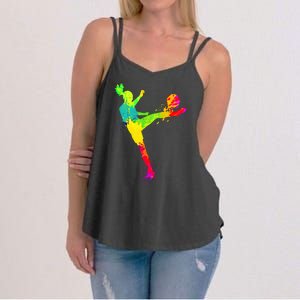 Cool Colorful Soccer Girl Soccer Player Women's Strappy Tank