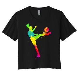 Cool Colorful Soccer Girl Soccer Player Women's Crop Top Tee