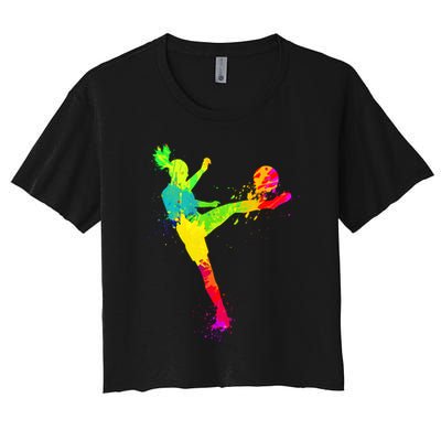 Cool Colorful Soccer Girl Soccer Player Crop Top
