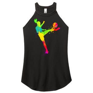 Cool Colorful Soccer Girl Soccer Player Women's Perfect Tri Rocker Tank