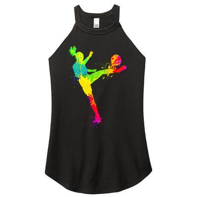 Cool Colorful Soccer Girl Soccer Player Women's Perfect Tri Rocker Tank
