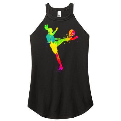 Cool Colorful Soccer Girl Soccer Player Women’s Perfect Tri Rocker Tank