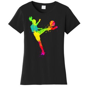 Cool Colorful Soccer Girl Soccer Player Women's T-Shirt