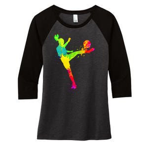 Cool Colorful Soccer Girl Soccer Player Women's Tri-Blend 3/4-Sleeve Raglan Shirt