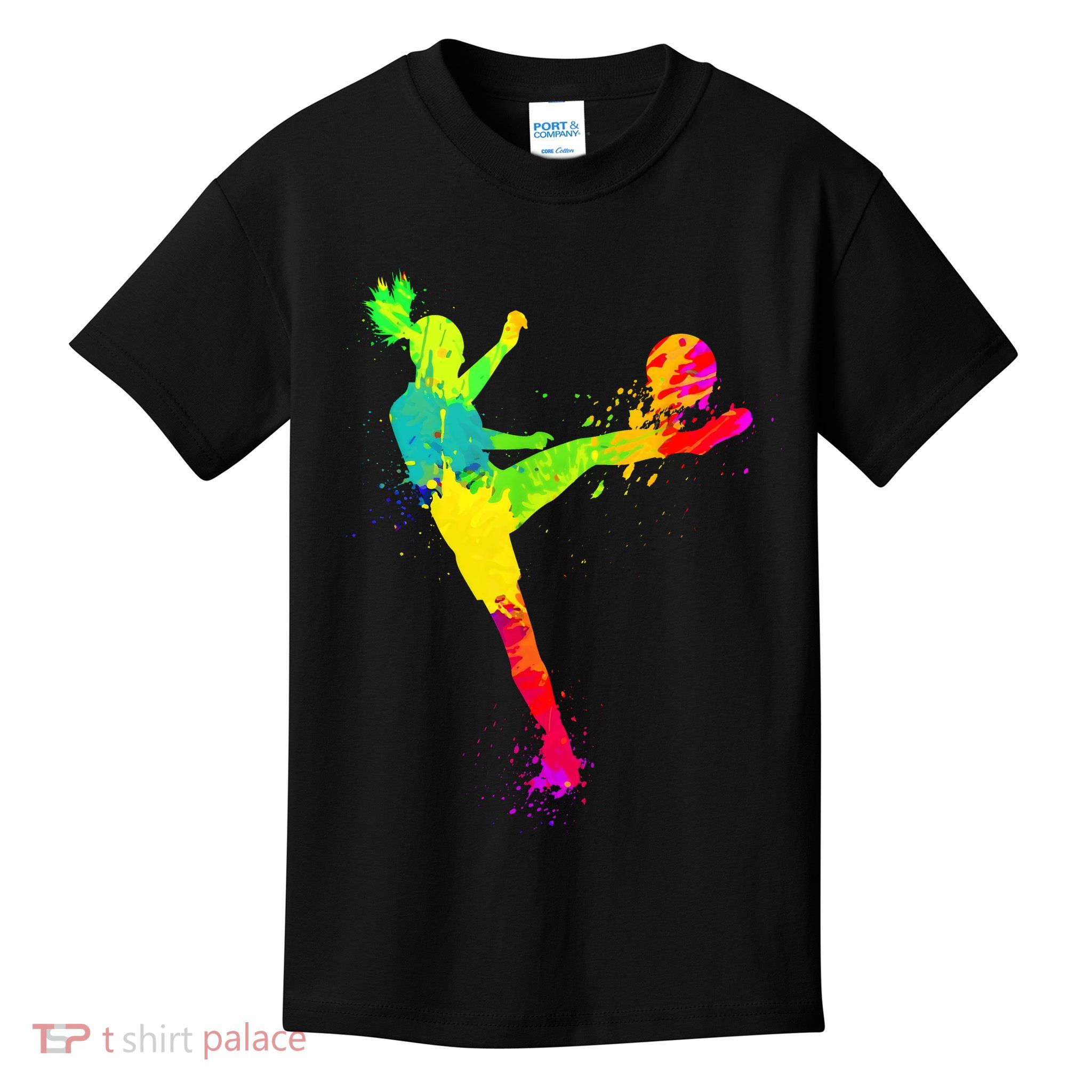 Cool Colorful Soccer Girl Soccer Player Kids T-Shirt