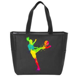 Cool Colorful Soccer Girl Soccer Player Zip Tote Bag