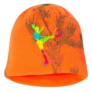 Cool Colorful Soccer Girl Soccer Player Kati - Camo Knit Beanie