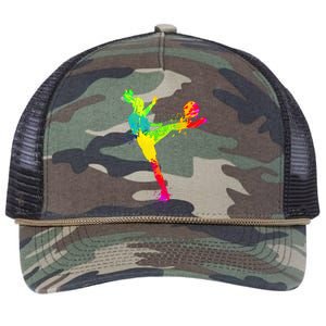 Cool Colorful Soccer Girl Soccer Player Retro Rope Trucker Hat Cap