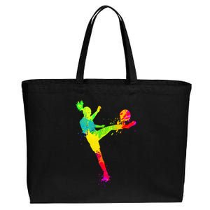 Cool Colorful Soccer Girl Soccer Player Cotton Canvas Jumbo Tote