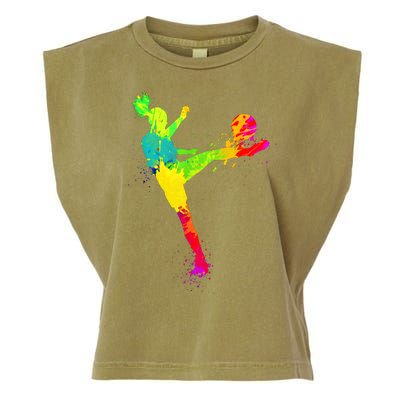 Cool Colorful Soccer Girl Soccer Player Garment-Dyed Women's Muscle Tee