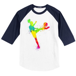 Cool Colorful Soccer Girl Soccer Player Baseball Sleeve Shirt