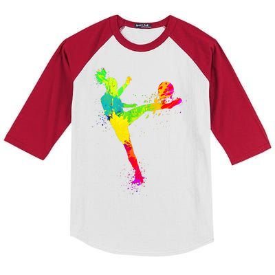 Cool Colorful Soccer Girl Soccer Player Kids Colorblock Raglan Jersey