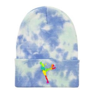 Cool Colorful Soccer Girl Soccer Player Tie Dye 12in Knit Beanie