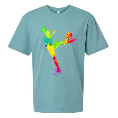 Cool Colorful Soccer Girl Soccer Player Sueded Cloud Jersey T-Shirt