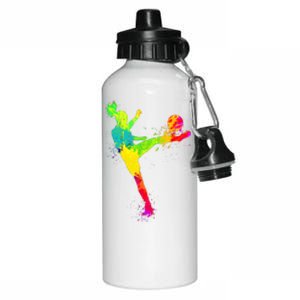 Cool Colorful Soccer Girl Soccer Player Aluminum Water Bottle