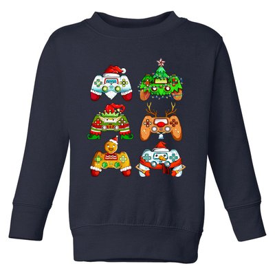 Christmas Santa Elf Gaming Controllers Snowman Toddler Sweatshirt