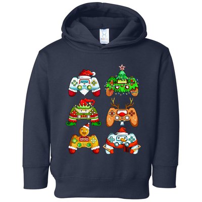 Christmas Santa Elf Gaming Controllers Snowman Toddler Hoodie