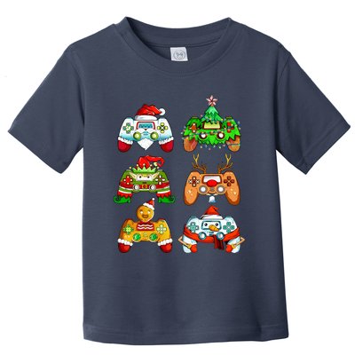 Christmas Santa Elf Gaming Controllers Snowman Toddler T-Shirt