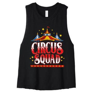 Circus Squad Event Carnival Staff Birthday Party Theme Show Women's Racerback Cropped Tank