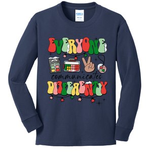 Christmas Slp Everyone Communicates Differently Kids Long Sleeve Shirt