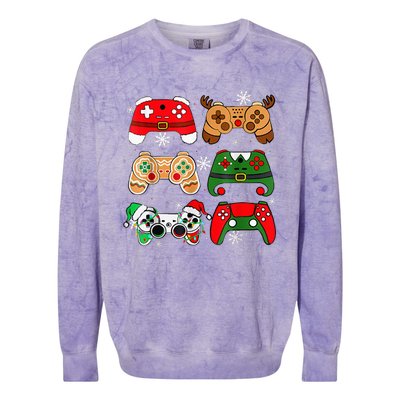 Christmas Santa Elf Gaming Controllers Gamer Colorblast Crewneck Sweatshirt