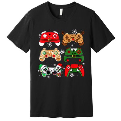 Christmas Santa Elf Gaming Controllers Gamer Premium T-Shirt