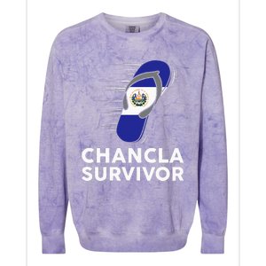 Chancla Survivor El Salvador Funny Salvadoran Flag Spanish Colorblast Crewneck Sweatshirt