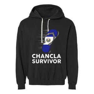 Chancla Survivor El Salvador Funny Salvadoran Flag Spanish Garment-Dyed Fleece Hoodie