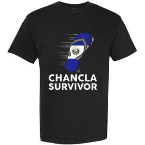 Chancla Survivor El Salvador Funny Salvadoran Flag Spanish Garment-Dyed Heavyweight T-Shirt