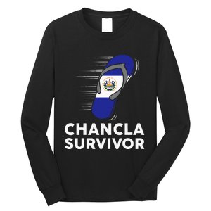 Chancla Survivor El Salvador Funny Salvadoran Flag Spanish Long Sleeve Shirt