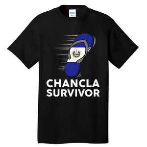 Chancla Survivor El Salvador Funny Salvadoran Flag Spanish Tall T-Shirt