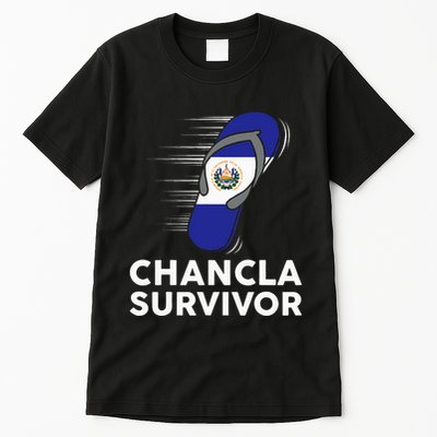 Chancla Survivor El Salvador Funny Salvadoran Flag Spanish Tall T-Shirt