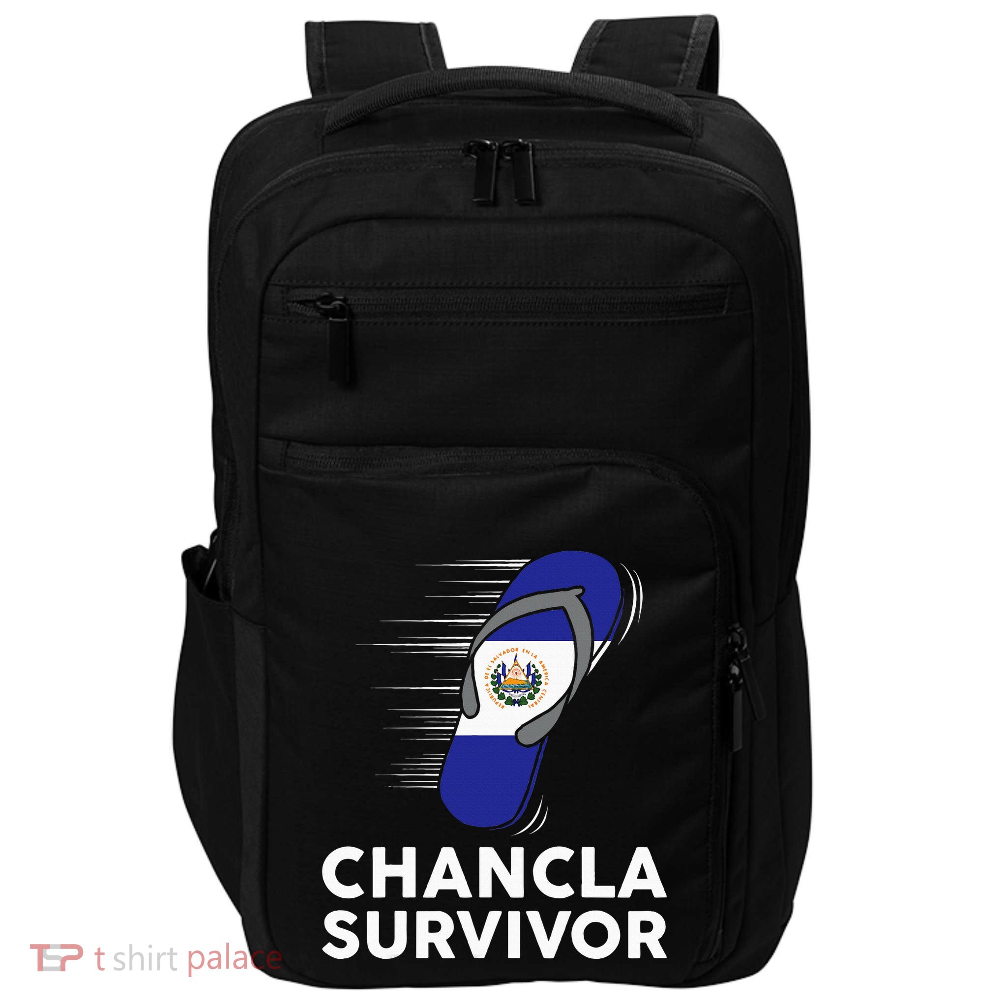 Chancla Survivor El Salvador Funny Salvadoran Flag Spanish Impact Tech Backpack