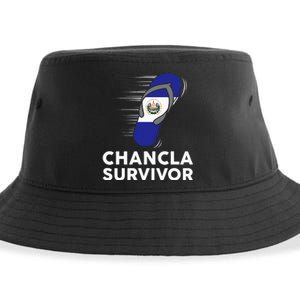 Chancla Survivor El Salvador Funny Salvadoran Flag Spanish Sustainable Bucket Hat