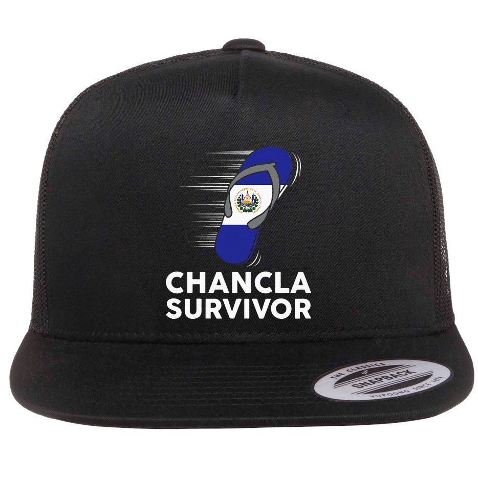 Chancla Survivor El Salvador Funny Salvadoran Flag Spanish Flat Bill Trucker Hat