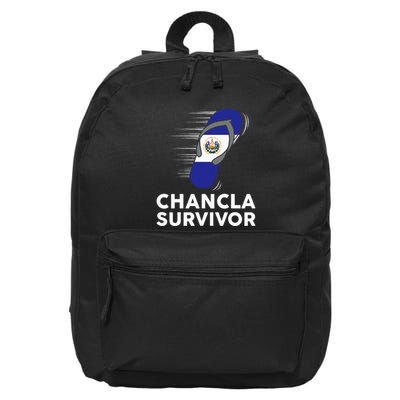 Chancla Survivor El Salvador Funny Salvadoran Flag Spanish 16 in Basic Backpack