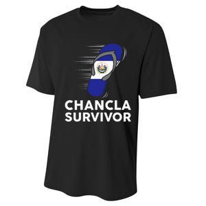 Chancla Survivor El Salvador Funny Salvadoran Flag Spanish Performance Sprint T-Shirt