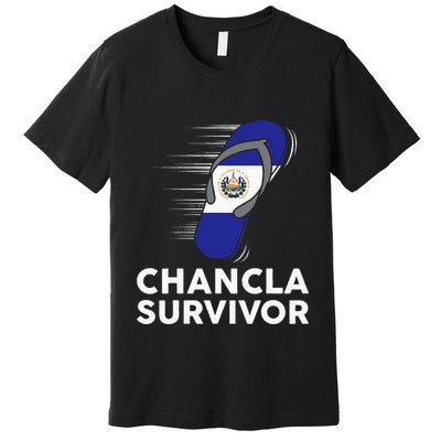 Chancla Survivor El Salvador Funny Salvadoran Flag Spanish Premium T-Shirt