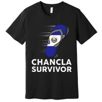 Chancla Survivor El Salvador Funny Salvadoran Flag Spanish Premium T-Shirt