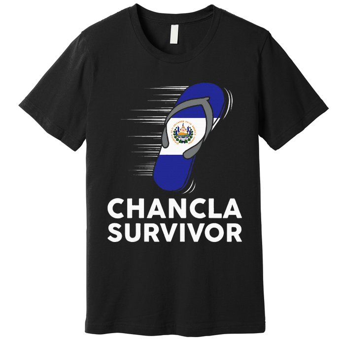 Chancla Survivor El Salvador Funny Salvadoran Flag Spanish Premium T-Shirt