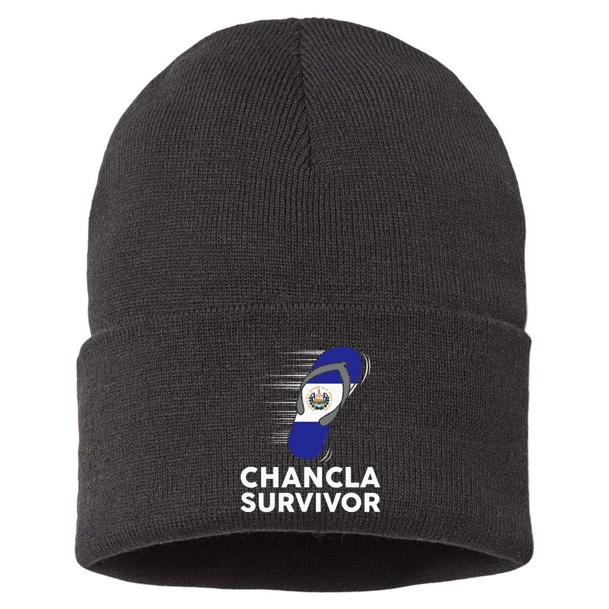 Chancla Survivor El Salvador Funny Salvadoran Flag Spanish Sustainable Knit Beanie