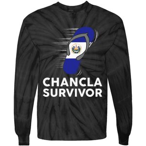 Chancla Survivor El Salvador Funny Salvadoran Flag Spanish Tie-Dye Long Sleeve Shirt