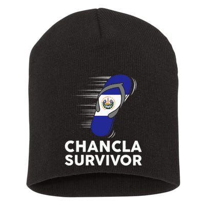 Chancla Survivor El Salvador Funny Salvadoran Flag Spanish Short Acrylic Beanie