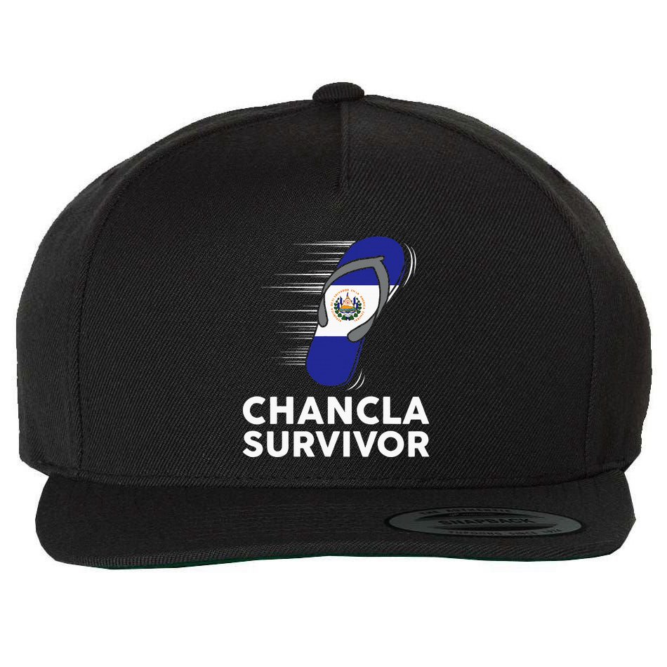 Chancla Survivor El Salvador Funny Salvadoran Flag Spanish Wool Snapback Cap