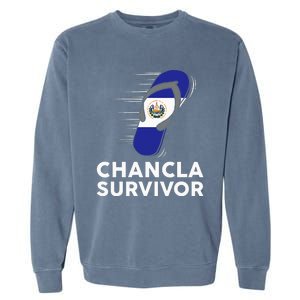 Chancla Survivor El Salvador Funny Salvadoran Flag Spanish Garment-Dyed Sweatshirt