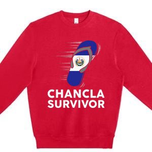 Chancla Survivor El Salvador Funny Salvadoran Flag Spanish Premium Crewneck Sweatshirt