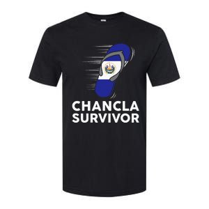 Chancla Survivor El Salvador Funny Salvadoran Flag Spanish Softstyle CVC T-Shirt